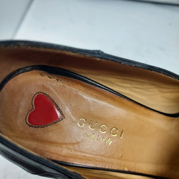 GUCCI BLACK GG PEYTON PEARL LEATHER HEEL SHOE - Picture 4 of 11